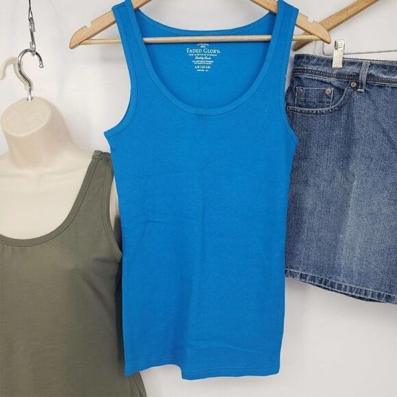 Lot of 3 Faded Glory Jean Shorts & Tank Tops 14 Lg - Picture 3 of 7